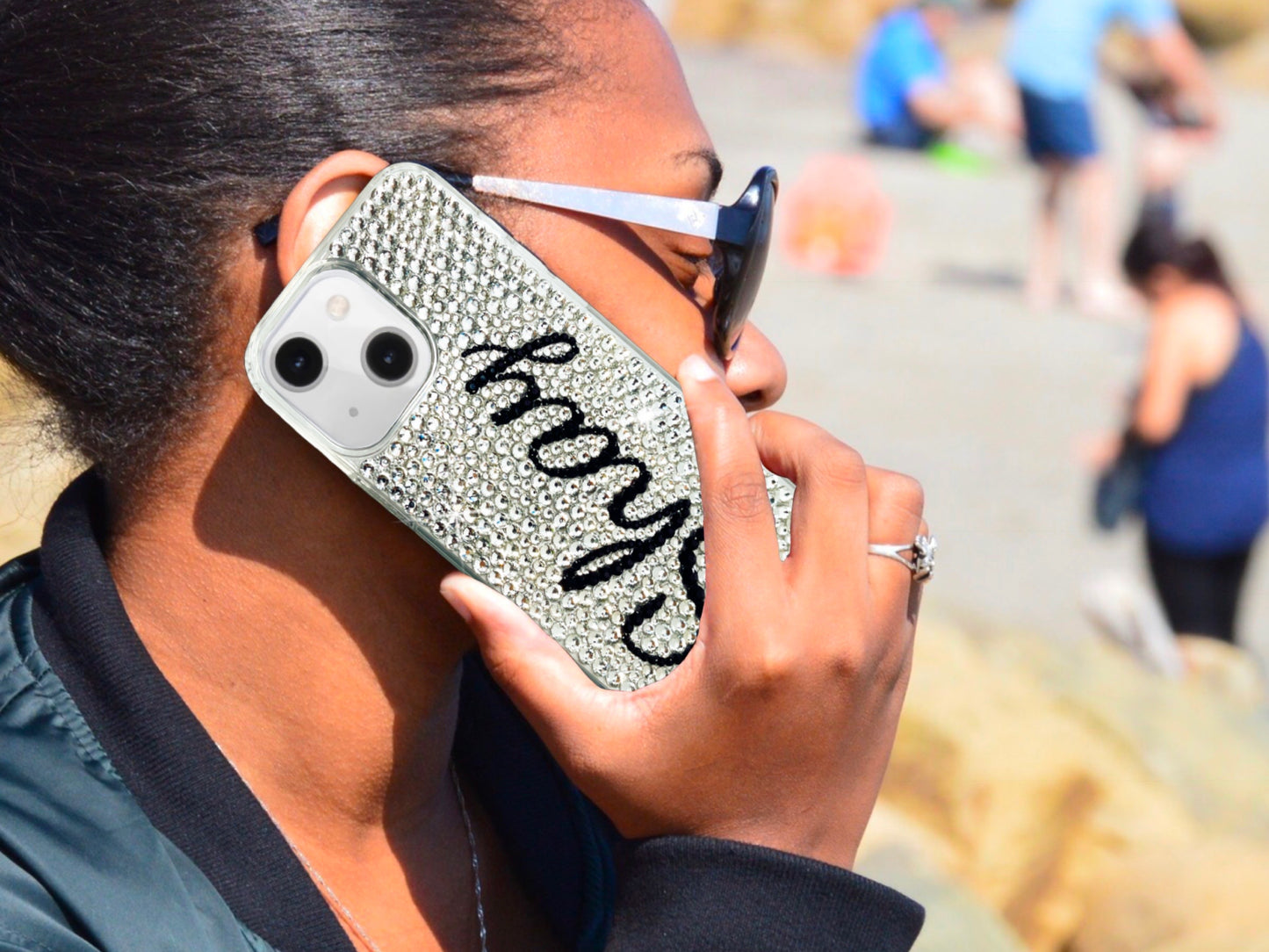 Custom Name (Dancing Script Font) Bling Phone Case for Samsung Devices