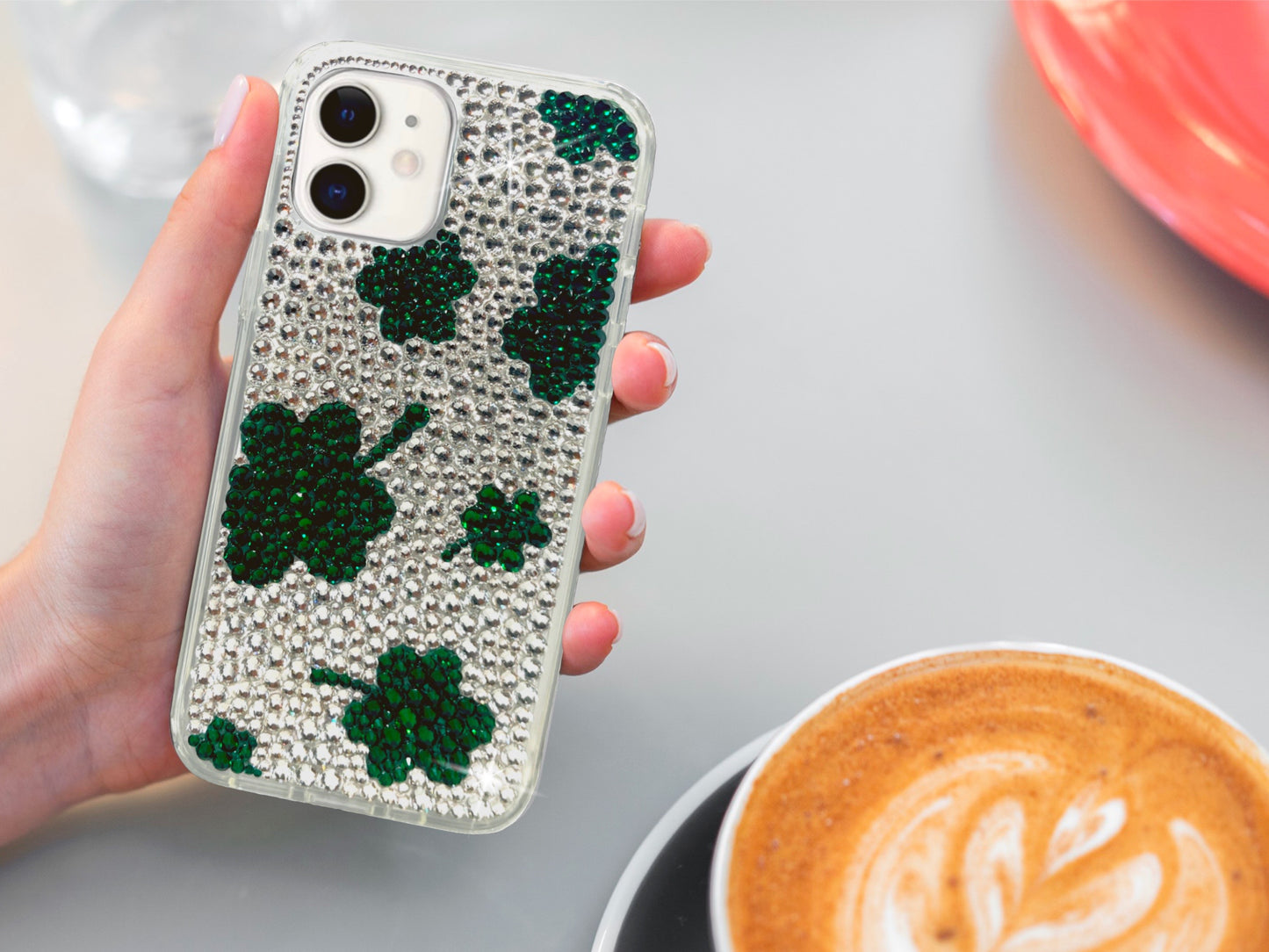 Falling Shamrocks Bling Phone Case