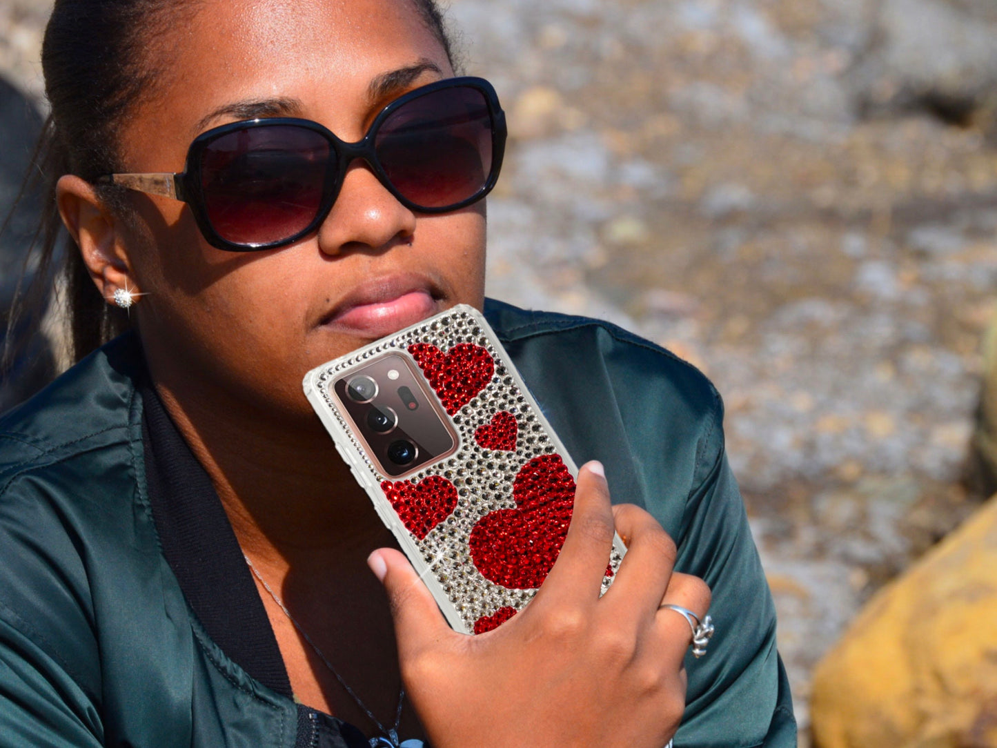 Hearts Bling Phone Case for Samsung Devices