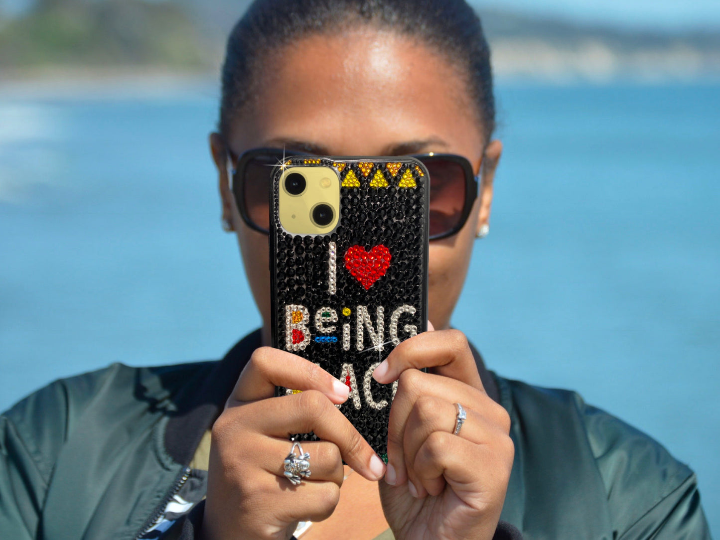 I Love Being Black Bling Phone Case