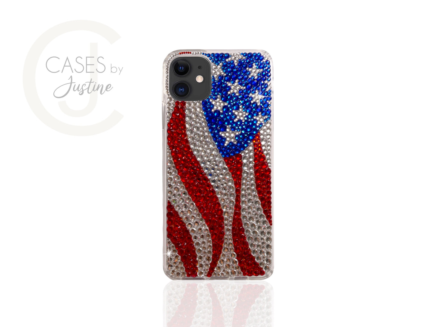 Waving American Flag Bling Phone Case