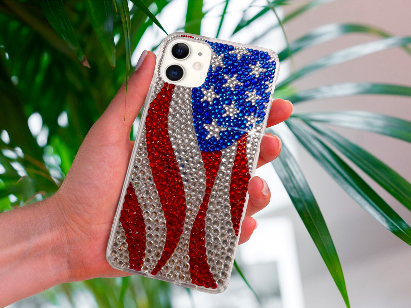 Waving American Flag Bling Phone Case