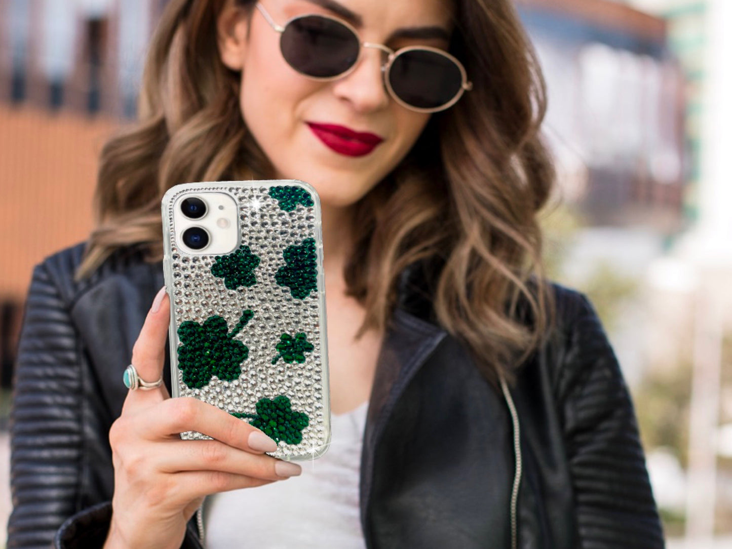 Falling Shamrocks Bling Phone Case