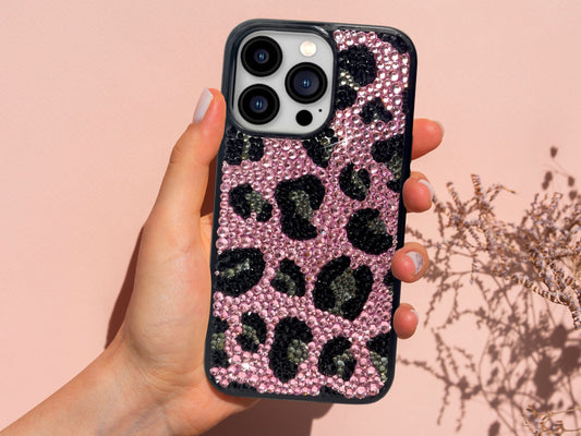 Leopard Print Bling Phone Case for Samsung Devices