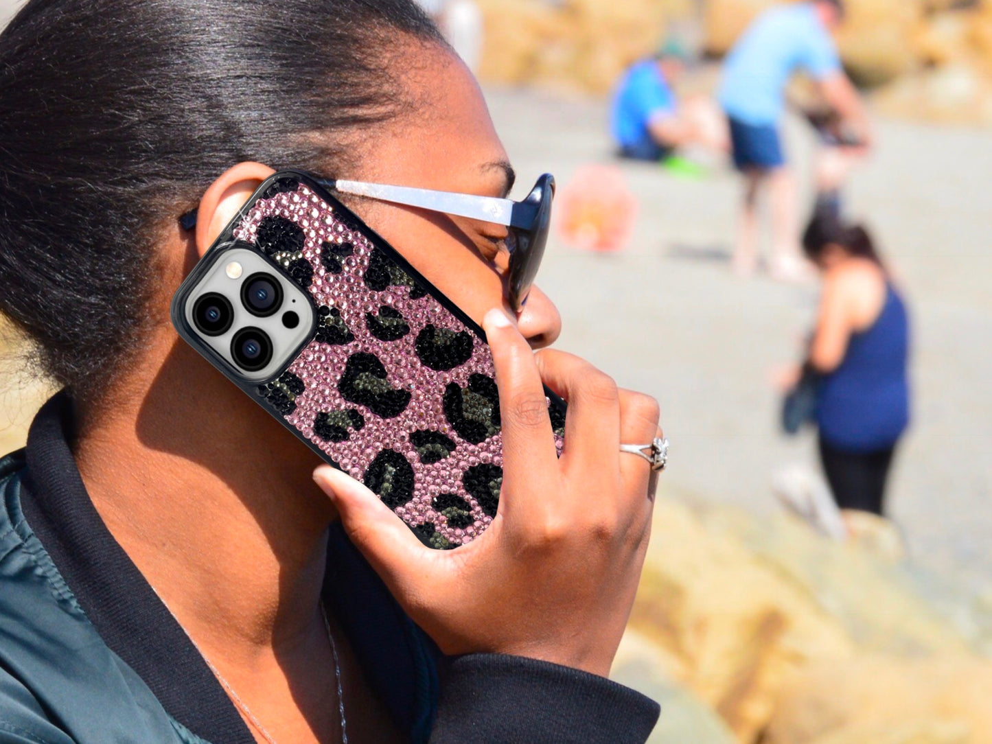 Leopard Print Bling Phone Case for Samsung Devices