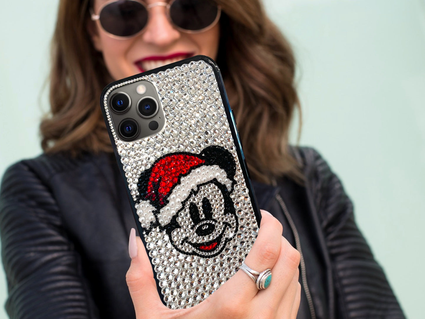 Santa Hat Mickey Bling Phone Case